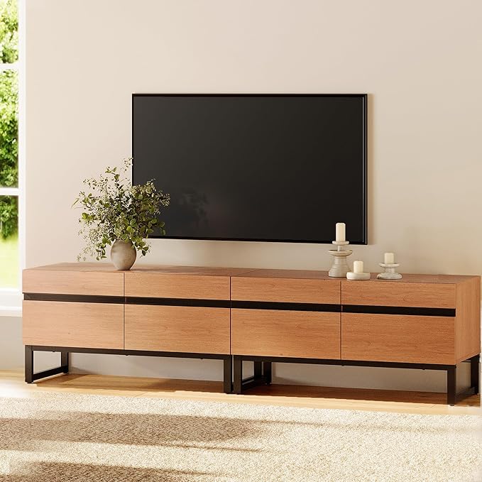 WAMPAT Modern TV Stand for TVs Up to 75 Inch, 2-in-1 Entertainment Center Media Console with Storage Cabinets, TV Console for Living Room, Mocha