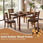 Giantex Dining Table Set for 4, Rectangular Kitchen Table Set w/ 4 Upholstered Chairs & Solid Rubber Wood Frame, Space-Saving Farmhouse Dinette Set for Small Space, Dining Room, Breakfast Nook
