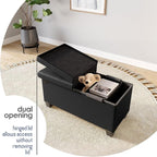 STORAGEBUD Storage Ottoman Bench with Bins, 30-in Storage Bench for Bedroom End of Bed, Folding Foot Rest Ottoman for Living Room Max 660lbs, Faux Leather Ottomans, Black