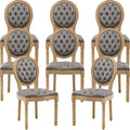 French Country Dining Chairs Set of 8, Gray Kitchen & Dining Room Chairs, Velvet Kitchen Chairs, Tufted Upholstered, Wood Legs, Sillas De Comedor (Velvet, Grey, 8 Pcs)