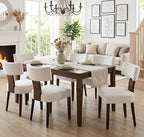 Mid Century Modern Dining Chairs Set of 6, Upholstered Wooden Dining Room Chairs, Farmhouse Kitchen Chairs, Accent Armless Side Chairs with Curved Back for Living Room, Cream Velvet, 6PCS