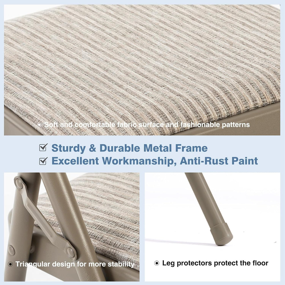 DUMOS Padded Folding Chairs 4 Pack, Foldable Dining Patio Chairs, Outdoor