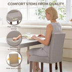 Upholstered Dining Chairs Set of 2 - Line Fabric Modern Farmhouse Kitchen Chairs,Mid-Back Dining Room Chairs with Wooden Legs