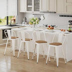 Andeworld Metal Bar Stools Set of 2, 30 inch Bar Height Barstools with Backs Farmhouse Modern High Back Bar Stools with Larger Seat Kitchen Dining Bar Chairs,Off White