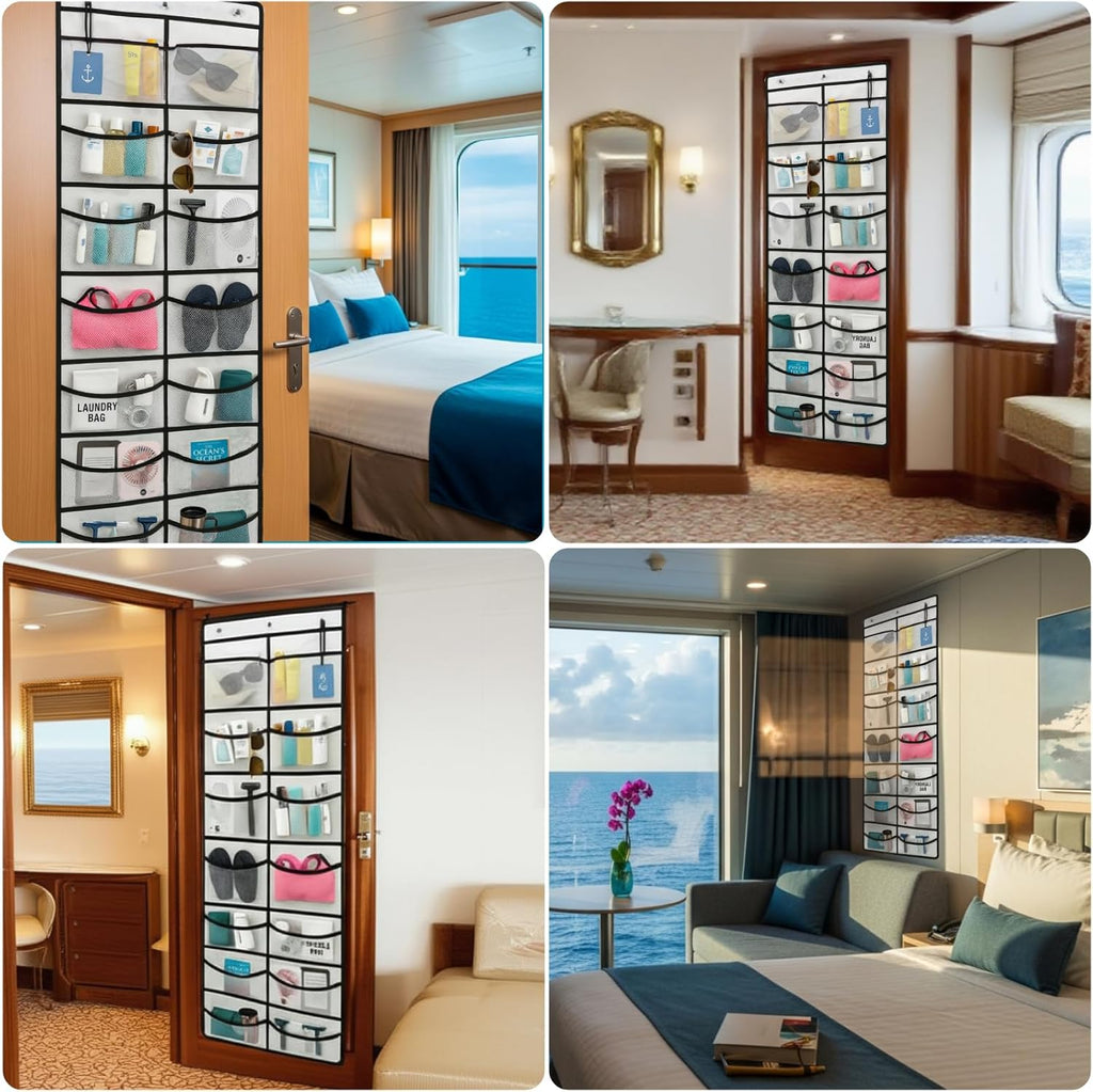 Magnetic Cruise Organizer, 14 Large Durable Pockets Over The Door Organizer For Cruise Ships, Magnetic & Hanging Cruise Organizer, Cruise Essentials 2026 （ 67" x 21.6"）