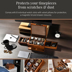 Shanik Luxury Large Watch Box for Men – 8 Slot Organizer with Velvet Pillows, Pull-Out Drawers for Accessories, Jewelry & Oversized Timepieces