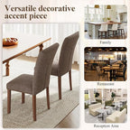 Stylish Dining Chairs Set of 2, Upholstered Parsons Dining Room Chair with Nailhead Trim, Kitchen Room Chair with Thick Cushions and Wood Legs, Nailhead Trim, Brown