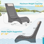 Pool Chairs Set of 2, Fade-Proof for Shallow Water with Headrest | Anti-Floating Pool lounge chairs fit 8–10in baja shelf, tanning chair, all-weather HDPS frame, non-slip build, up to 330 lbs