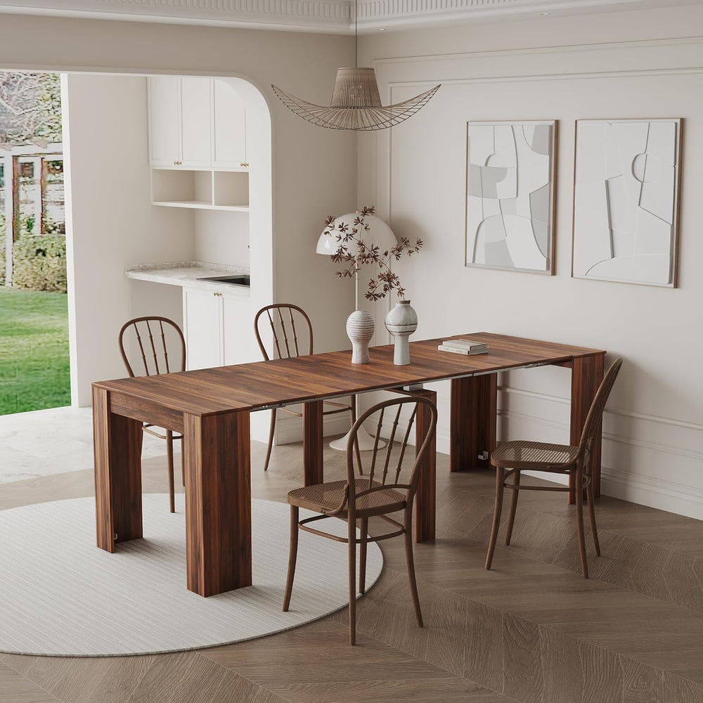 Extendable Dining Table, Transformer Extra Console Table for 1-12 People, Fol...