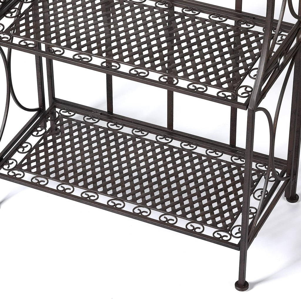 Kitchen Metal Bakers Rack Microwave Oven Stand Kitchens with Storage Three-Tiered Kitchen Organization Shelf Rack, 27" x 13.75" x 48.6",Antique Bronze