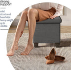 STORAGEBUD Storage Ottoman Cube with Small Bin, 16-in Square Ottoman with Storage for Living Room and Bedroom, Small Ottomans Foot Rest, Fabric Foot Stools Ottomans Max 330lbs, Grey