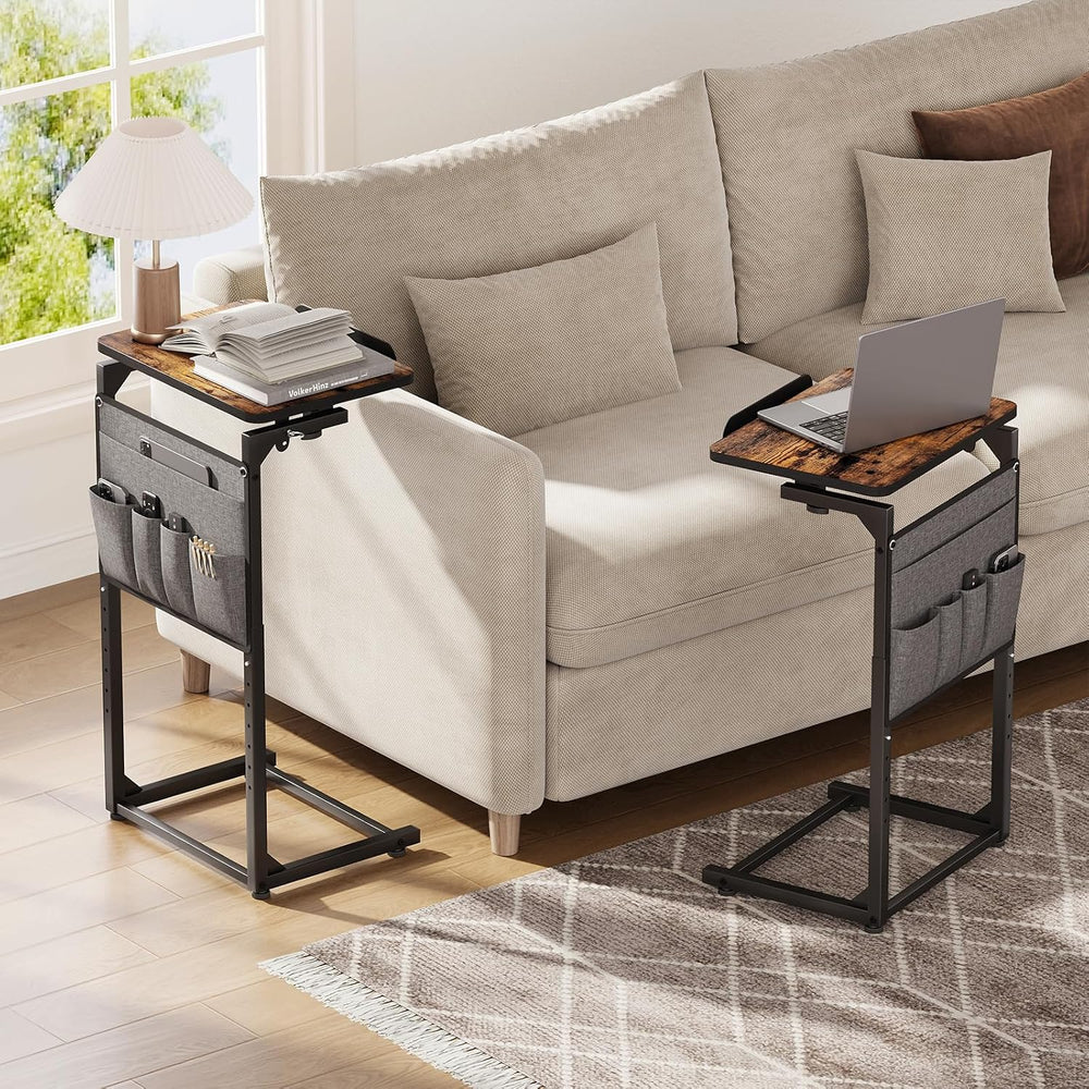 ELYKEN TV Tray Table Sets, Adjustable Height & 90° Tilt Narrow Side Table...