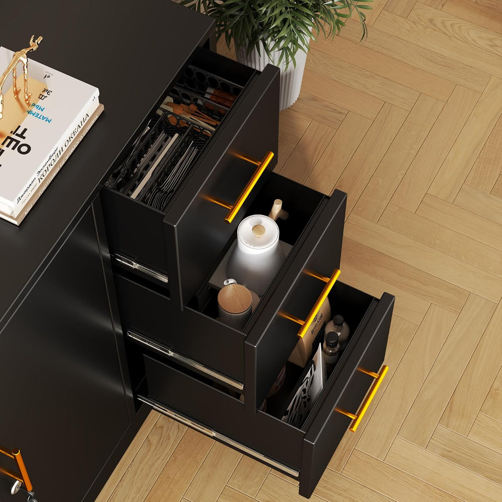 Tokawa Large Metal Office Storage Cabinet with 3 Drawers & 2 Doors, 46.46...