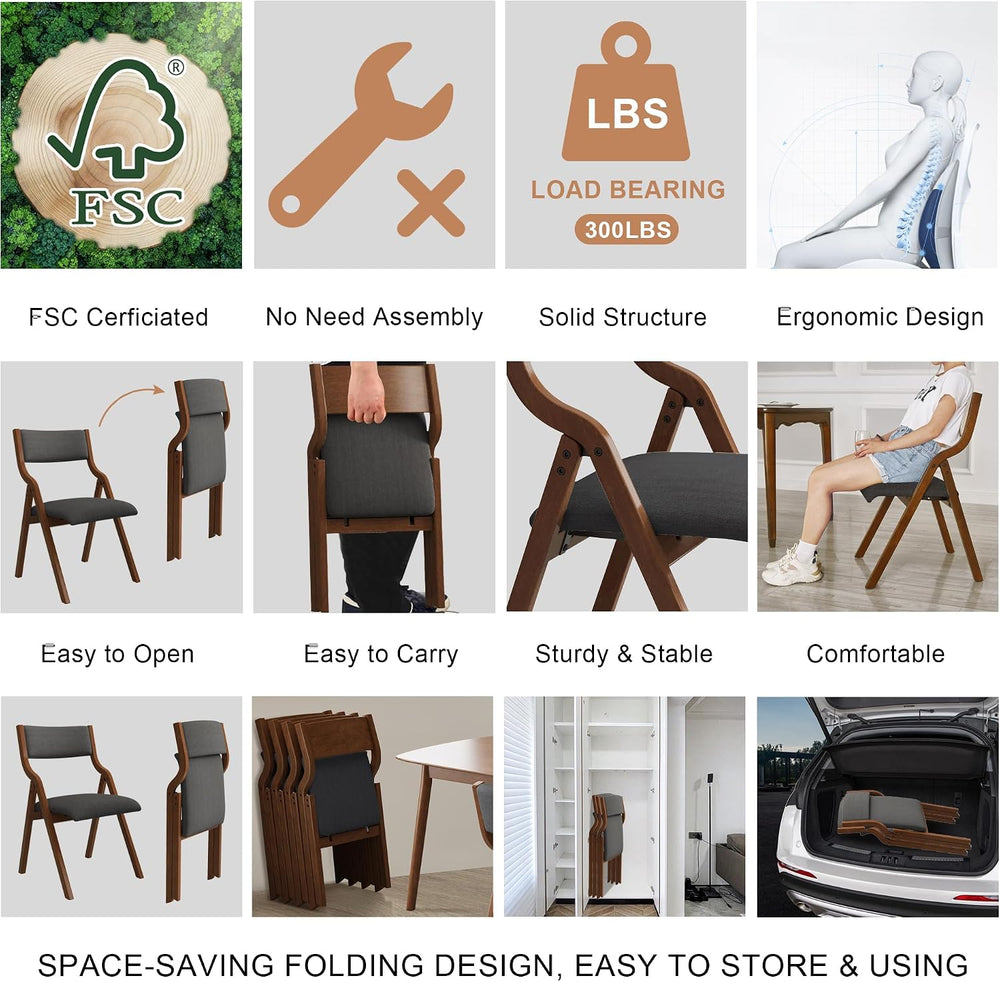 Folding Upholstered Dining Chairs 2-Piece Set,Ready to go. | Upholstered with...