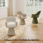360° Swivel Dining Chair with Arms Set of 2, Chenille Upholstered Barrel Accent Kitchen Chairs with Hollow High Back, Deskchair for Dining Room Bedroom Vanity, Moss Green