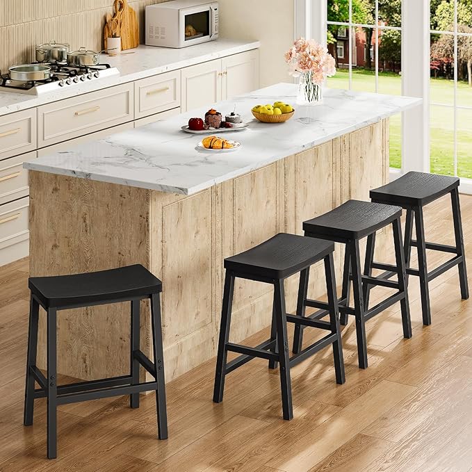 HOOBRO Bar Stools Set of 4, Counter Height Bar Stools, 23.6'' Bar Cha...