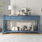 Merax Wood Farmhouse Entry Way Hallway Table with Drawers and Bottom Shelf Narrow Long Sideboard for Living Room (Distressed Black)