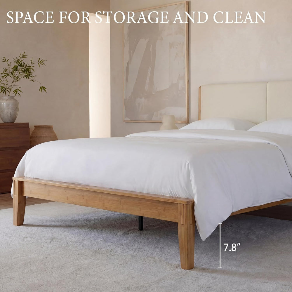 Yechen King Size Bamboo Joinery Bed, Japanese Bed Frame with Headboard