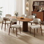 Dining Chairs Set of 2 for Kitchen Dining Table Mid Century Modern Farmhouse Upholstered Linen Dining Room Chairs with Metal Legs, Walnut Beige