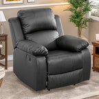 Oversized Recliner Chair, Leather Power Electric Recliners with Home Theater Seating, Single Recliner Sofa Breathable Living Room Chairs for Adults Reading Gaming, Black
