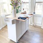 PHI VILLA Kitchen Island on Wheels Portable Kitchen Cart with Drop Leaf, Rolling Kitchen Island with Storage