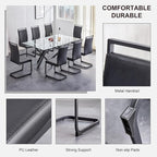 AZmac Modern Leather Dining Chairs Set of 8,Armless Kitchen Chairs,Dining Room Chairs with Upholstered Padded Seat and Sturdy Black Legs for Dining Room,Kitchen (Set of 8, Black-Black Leg)