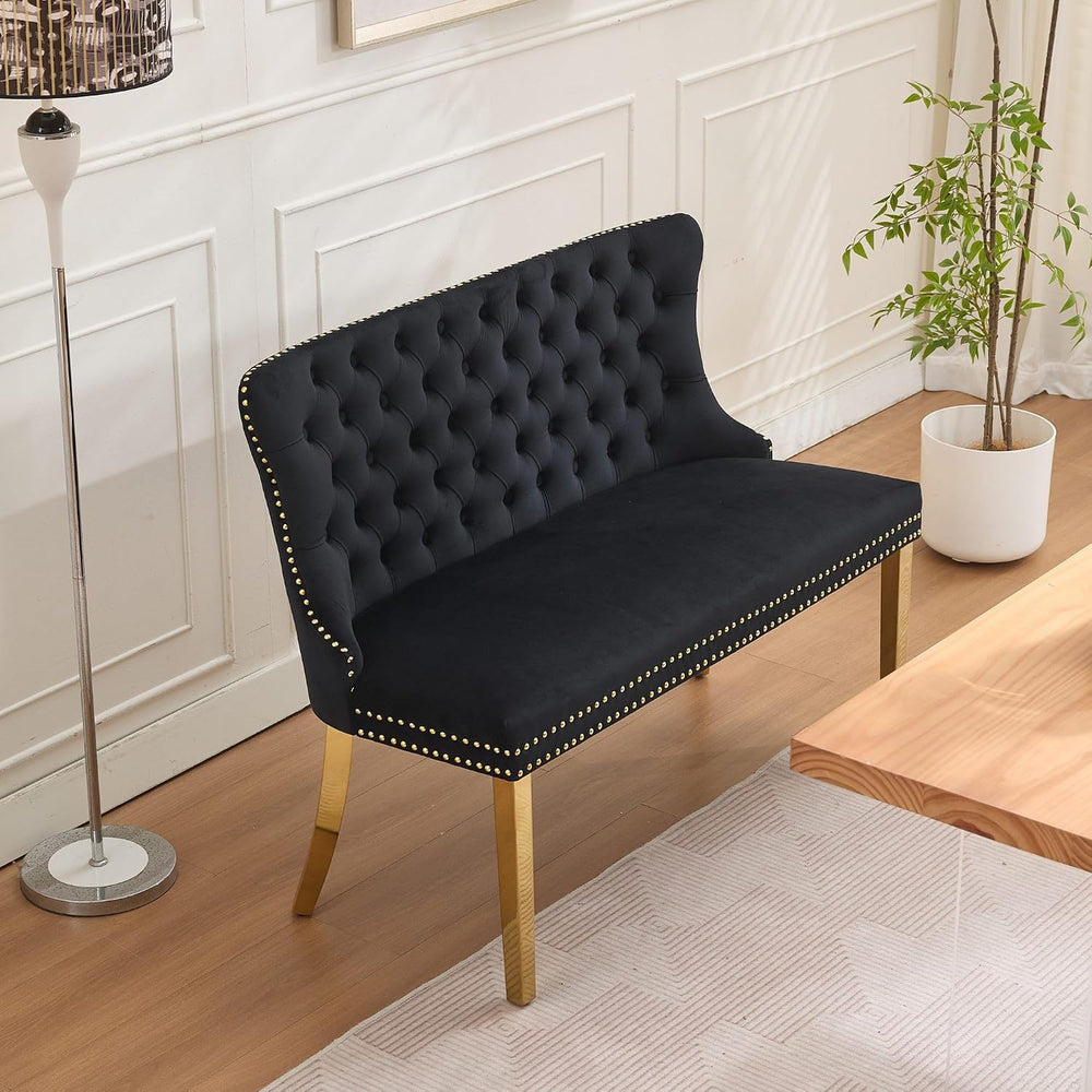 Modern Loveseat Settee Bench Sofa Couch, 46" Dining Bench with Wing Back...