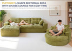 MAXYOYO L Shape Sectional Sofa Couch and Round Chaise Lounge, Modern Cloud Couch with Ottoman, Comfy Sofa with Layered Cushion, Tufted Upholstered Sleeper Chair for Living Room, No Assembly Required