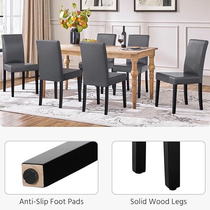 Yaheetech Dining Chairs Set of 2 Faux Leather Modern Dining Room Chairs with ...