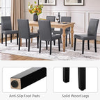 Yaheetech Dining Chairs Set of 2 Faux Leather Modern Dining Room Chairs with Rubberwood Legs and Padded Seat for Kitchen/Living Room/Restaurant, Dark Gray