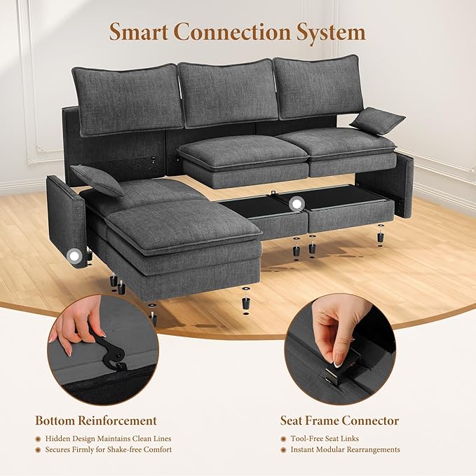 Vesgantti 142" Cloud Couch Sectional Modular Sofa, Comfy Sectional Couch...