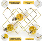 Wine Rack, Freestanding Modern Gold Metal, Wine Storage Cabinet Shelf Wine Racks Countertop for Pantry,Kitchen Wine Bottle Rack (10 Bottles)