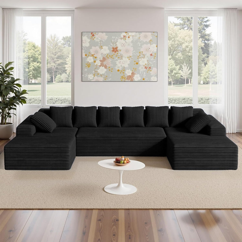 131'' Large Sectional Couches with Chaise, U Shaped Cloud Sofa 1pcs | No Assembly Required Deep Seat Modular Cloud Sofa for Living Room, Comfort-Height Seating, Deep Seat, Wide Armrest