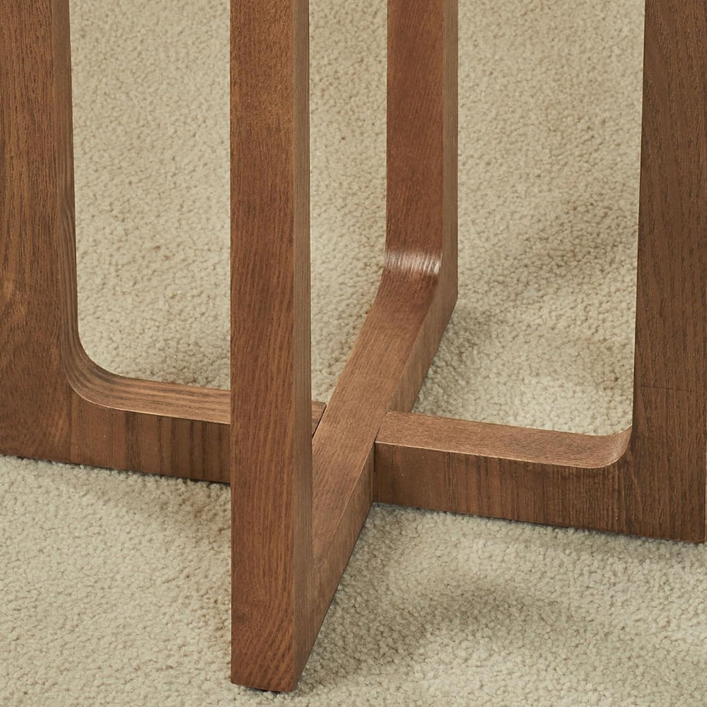 Huxley Octagonal End Table with Weathered Oak Top and Dark Walnut Crossing Le...