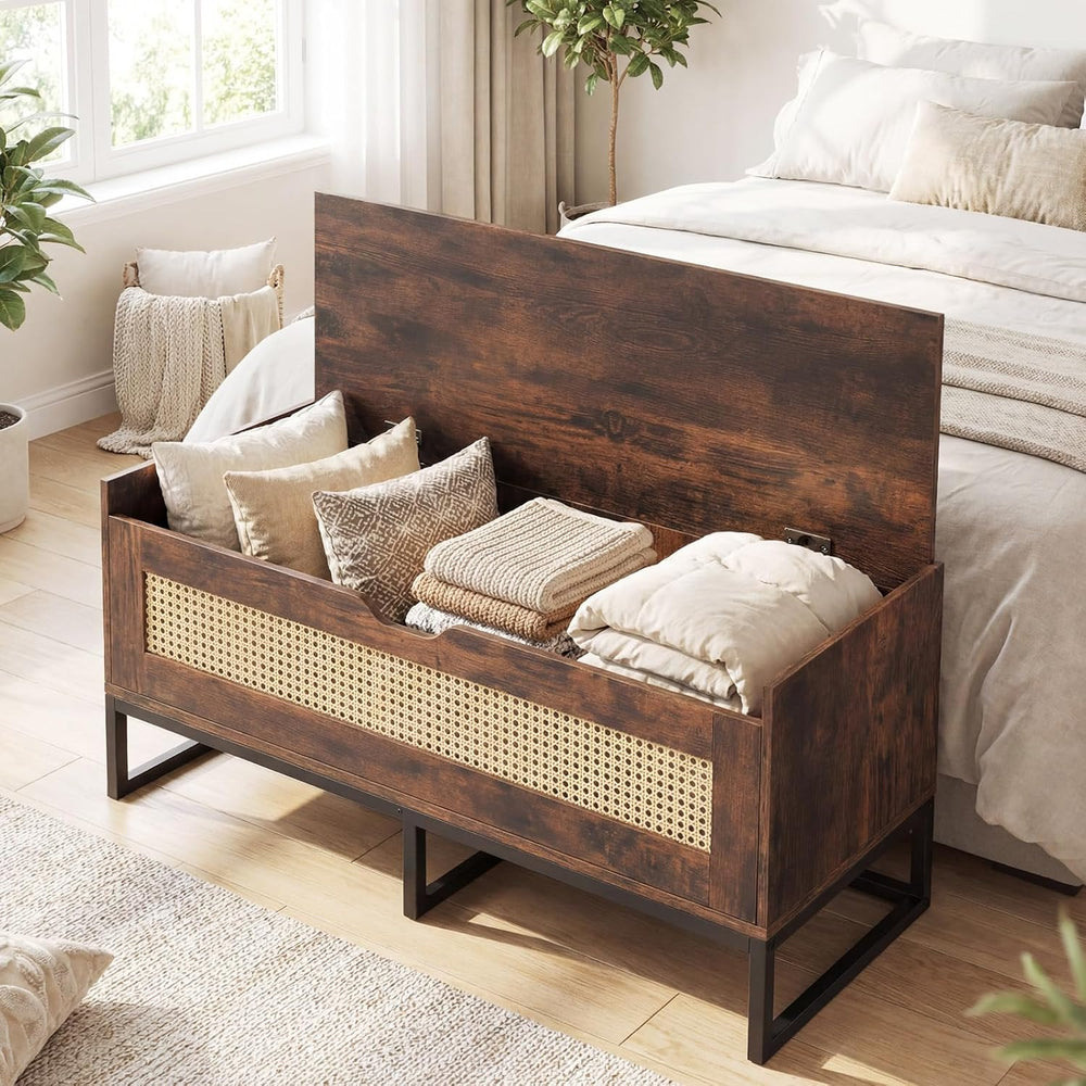 Giantex Rattan Shoe Bench, Flip-Top Entryway Bench with Removable Padded Seat...