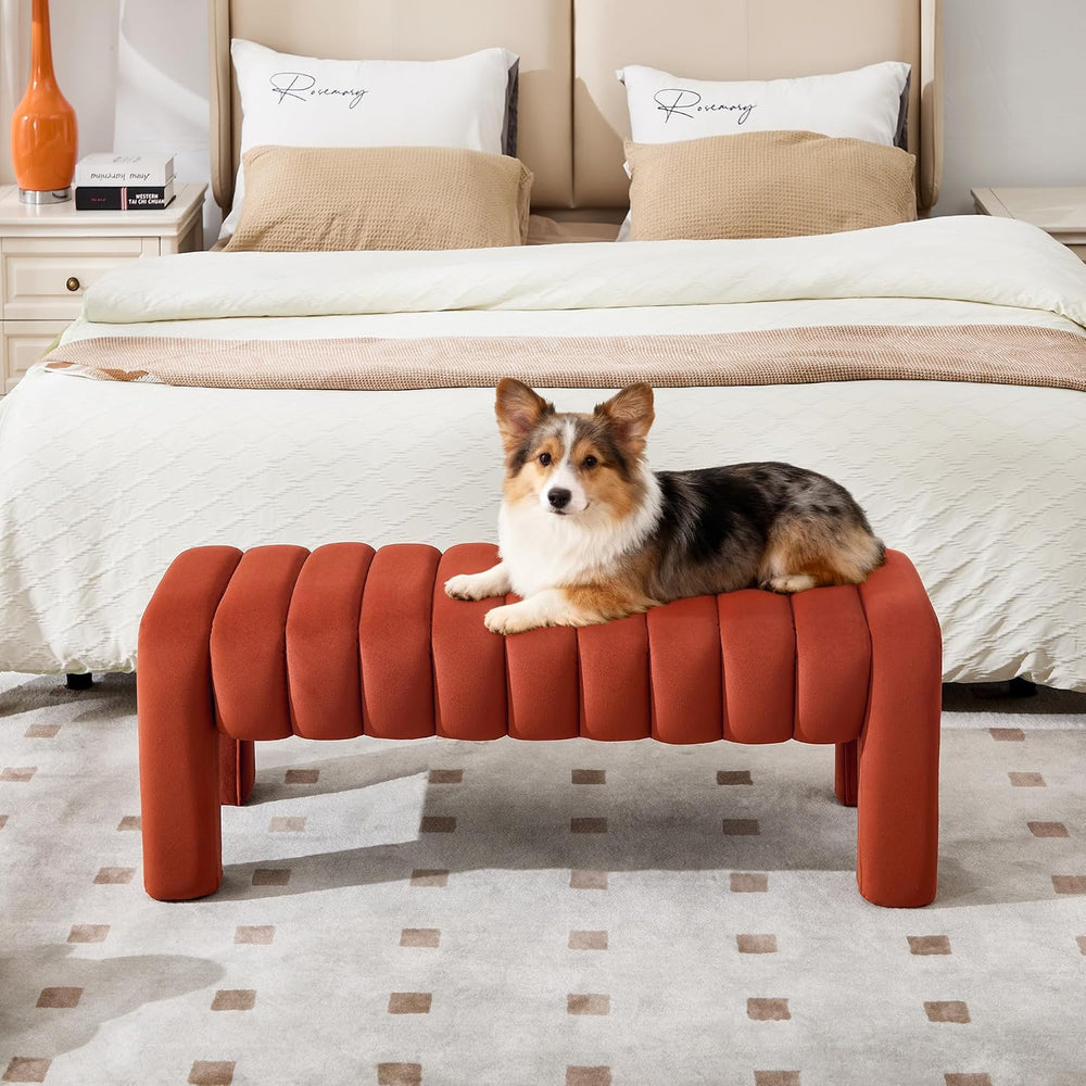 63’’ Bench for Dining Table, Upholstered End of Bed Bench with Solid Wood Leg...