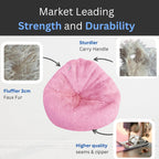 Bean Bag Stuffed Animal Storage Chair Cover (No Filler) for Kids and Adults. Extra Large Bird's Nest Beanbag Memory Foam Soft Premium (Light Pink (Faux Fur), 3ft (Cover Only))