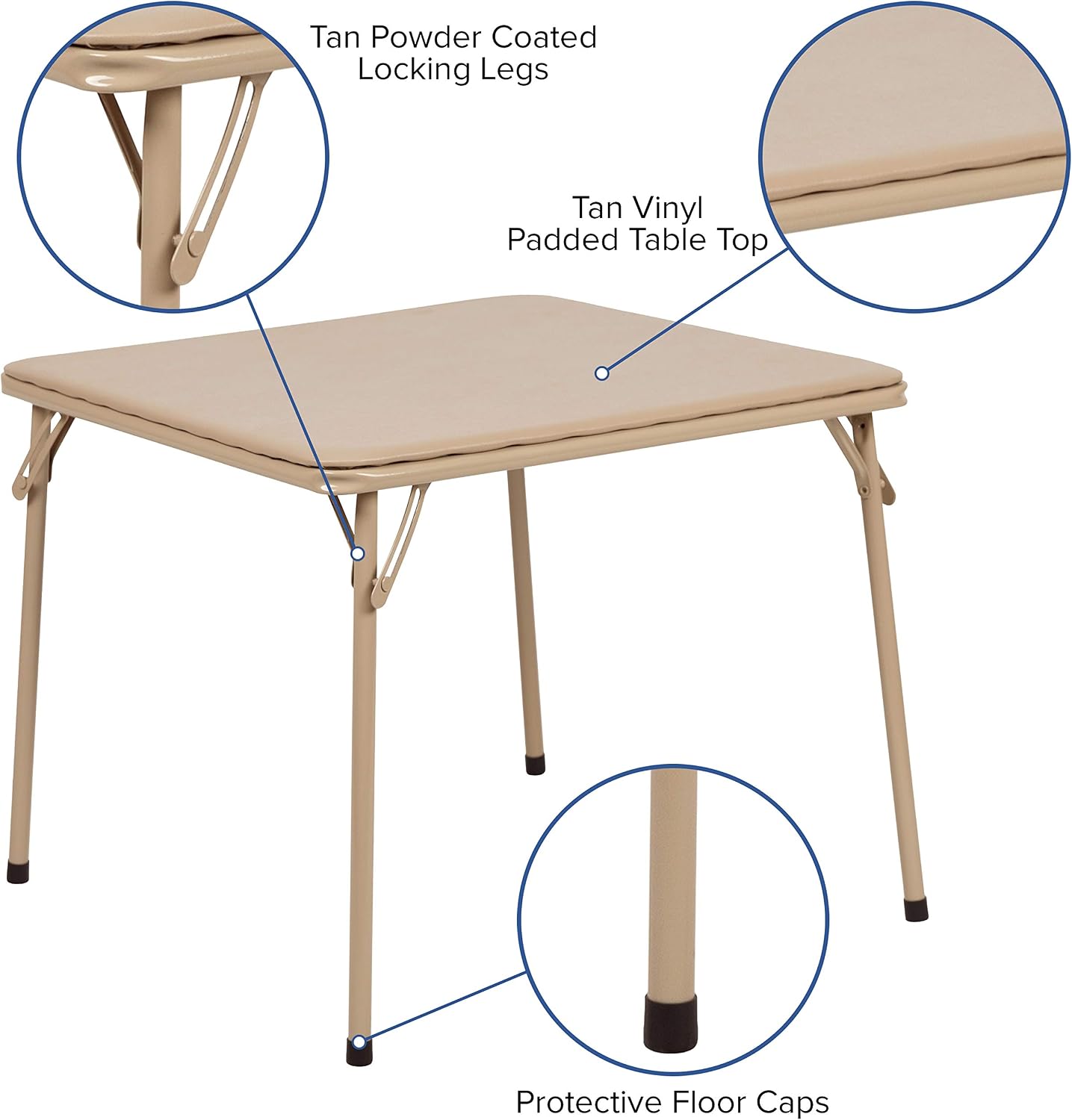 EMMA + OLIVER Kids Tan Folding Game and Activity Table - Toddler Table for Daycare Center