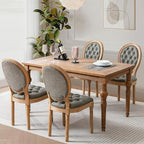 PU Leather Upholstered Dining Chairs Set of 4 French Country Round Back Kitchen Side Chairs with Nailhead Trim and Wood Legs for Dining Room, Kitchen, Restaurant(Pine Green)