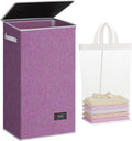 SOLEDI Laundry Hamper with Lid 100L Large & Tall Collapsible Laundry Basket, Clothes Hamper with Bag Removable Easy to Carry, Dirty Hampers for Bedroom, Bathroom, Dorm, College, Purple
