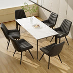 Mid Century Modern Dining Chairs Set of 6, Soft Cushion Upholstered Fabric Kitchen Chairs, Black