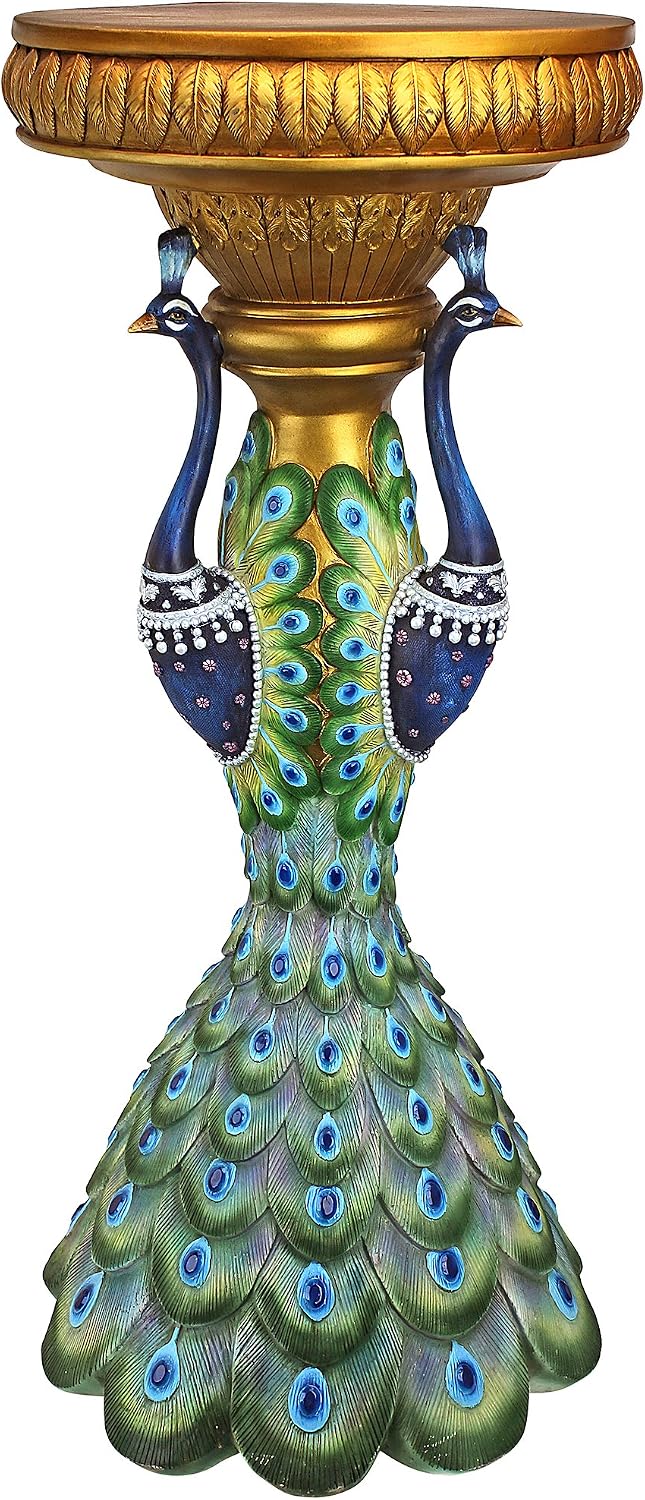 Design Toscano Ruler Peacock Sculptural Pedestal, full color