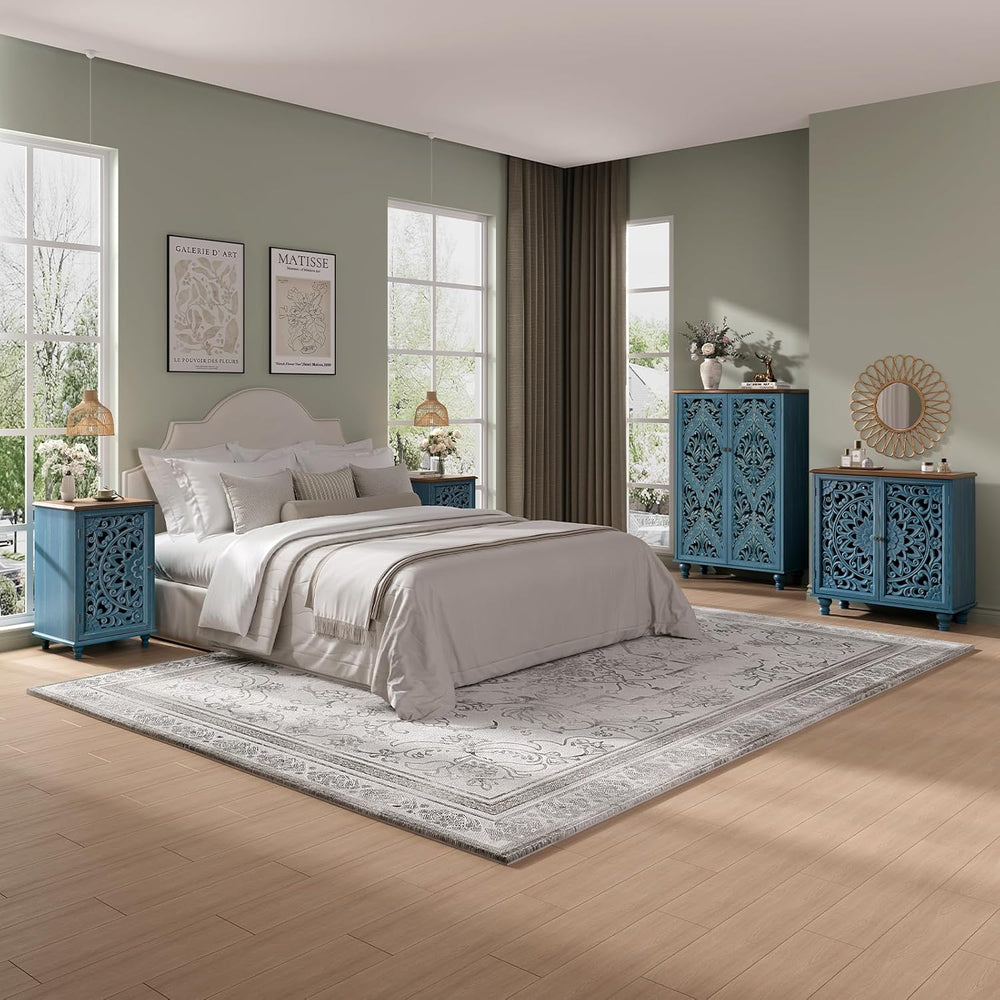 JOINICE 27" Small Accent Storage Cabinet with Door for Living Room,Blue