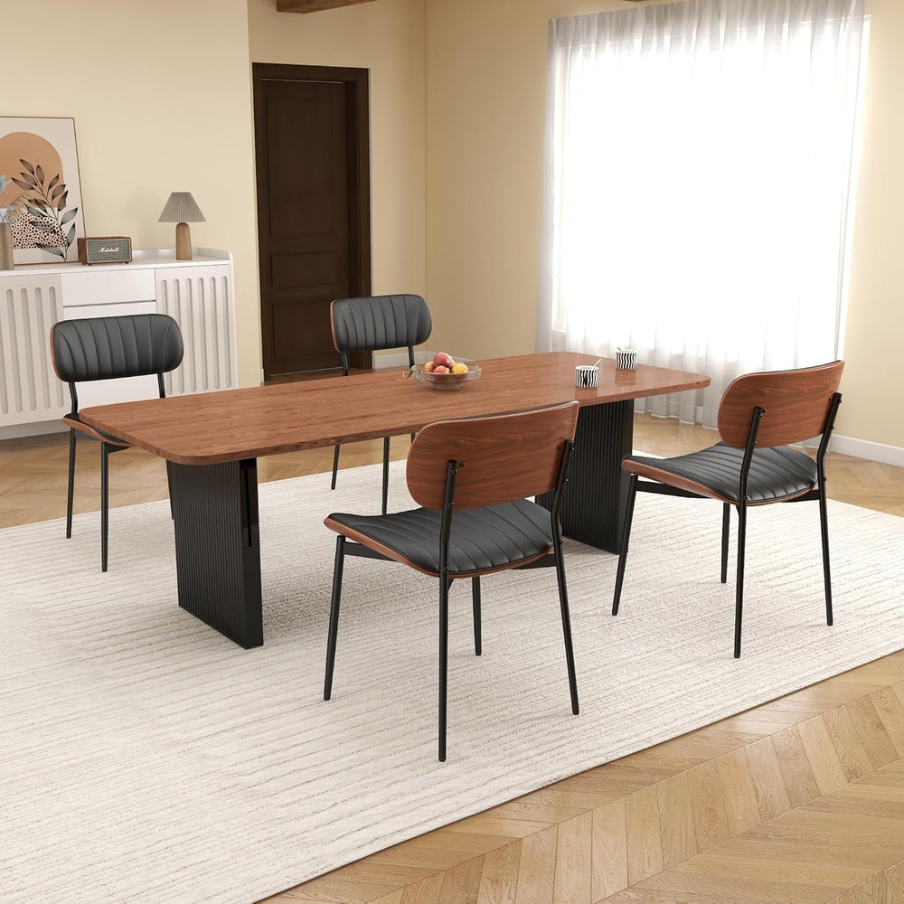 Modern Dining Chairs Set of 2,Upholstered PU Leather Kitchen Chairs,Black | M...