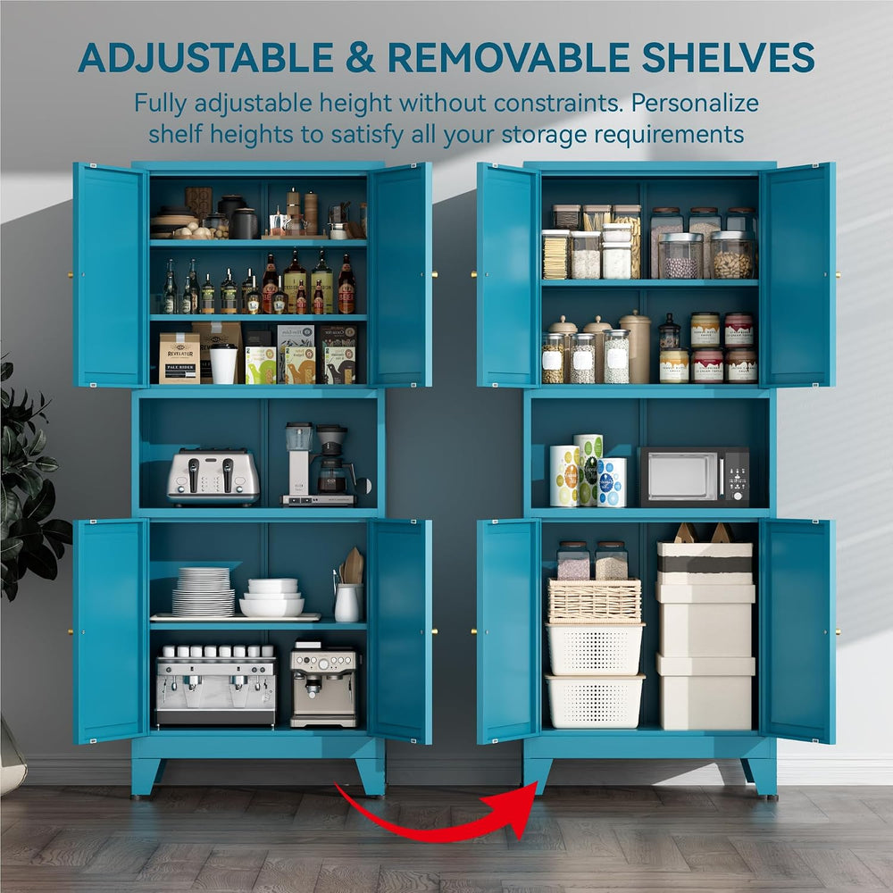 COFaR 69" Tall Modern Kitchen Pantry,Metal Storage Cabinet with Adjustab...