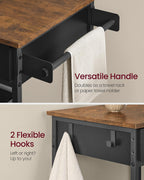 VASAGLE Kitchen Rolling Island, Mobile Kitchen Cart with Storage on Wheels, 17.7 x 38.8 x 35.4 Inches, Towel Rack, 2 Drawers, 2 Hooks, for Dining Room, Rustic Brown and Ink Black UKKI010KD01