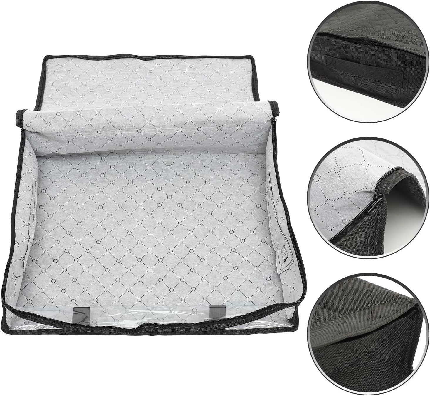 SAFIGLE Foldable Under Bed Storage Bag for Clothes Quilts Breathable Non-woven Organizer with Easy-open Zipper and Transparent Window for Blankets Pillows Sweaters Seasonal Clothing