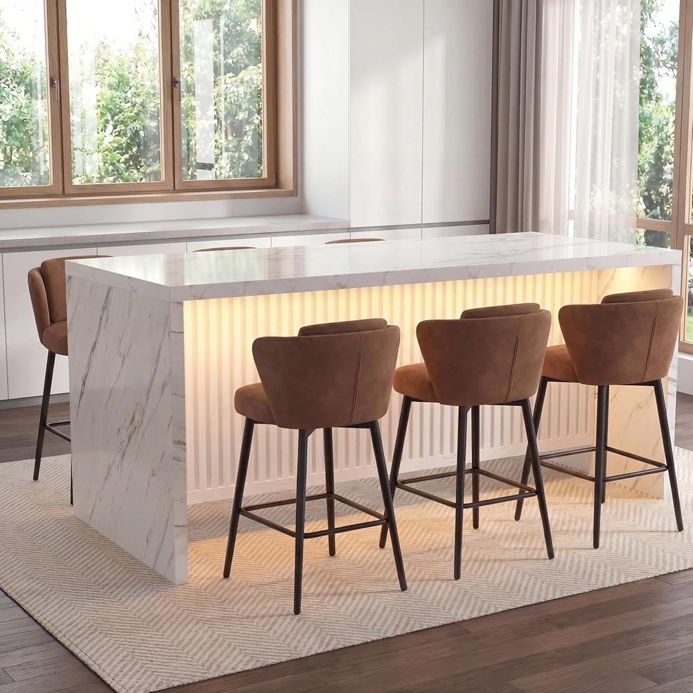71’’ Large Faux Marble Dining Table for 6 People, 37.4’’H Tall Modern Kitchen...