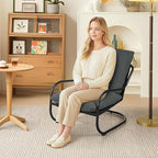Peace nest Comfy Accent Chair Modern Living Room Bedroom Armchair with Mental Frame Comfortable Shredded Foam Cushion for Balcony Lounge Reading Meeting Room Dark Grey