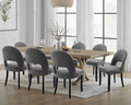 Upholstered Dining Chairs Set of 8, Mid Century Modern Dining Kitchen Chairs with Solid Wood Legs & Fabric Backret for Kitchen and Dining Rome, Grey